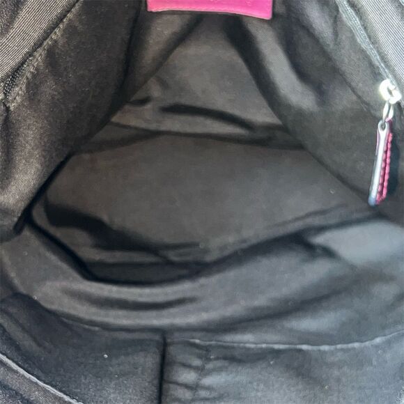 Coach Signature Wool Striped North South Charcoal Berry/Gray Tote - Picture 9 of 11